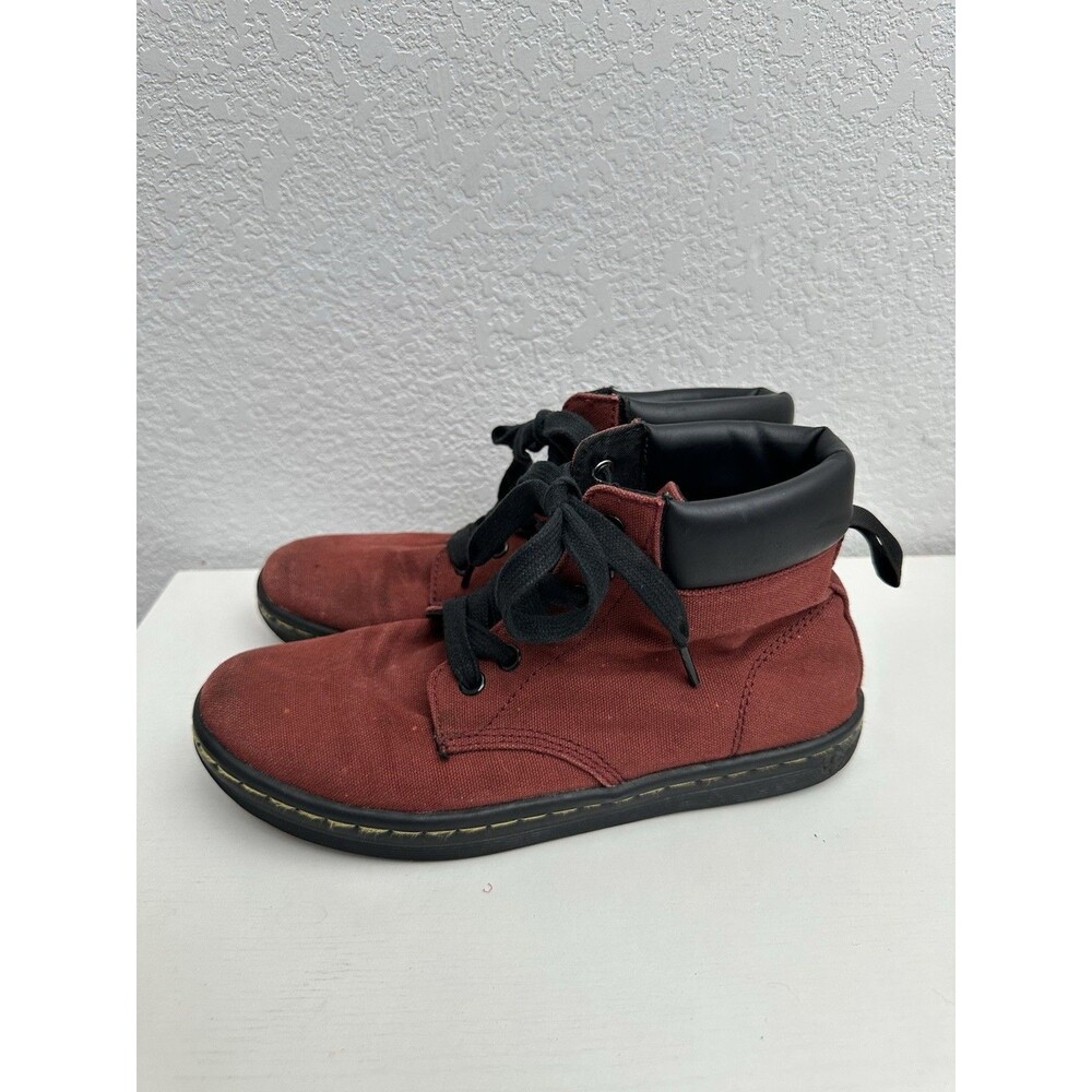 Dr Martens Maelly Boots Womens 7 Cherry Red Canvas High Top Sneakers AW004